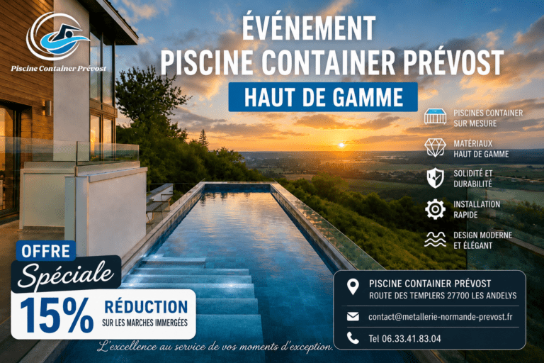 Évènement Piscine Container Prévost piscine haut de gamme -15% sur les marches immergées